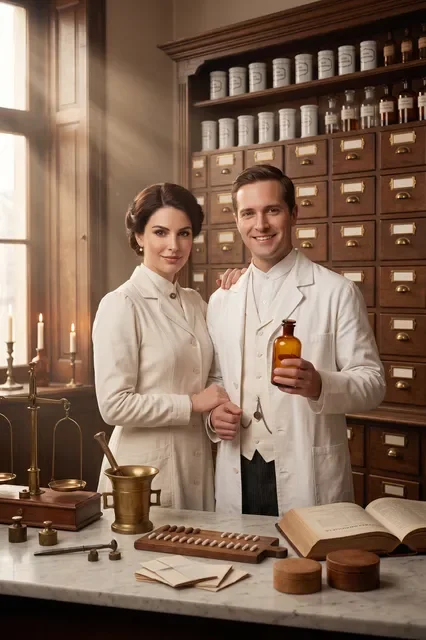 KI-Stil: Historische Apotheke