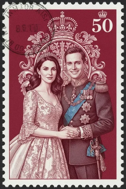 KI-Stil: Briefmarke