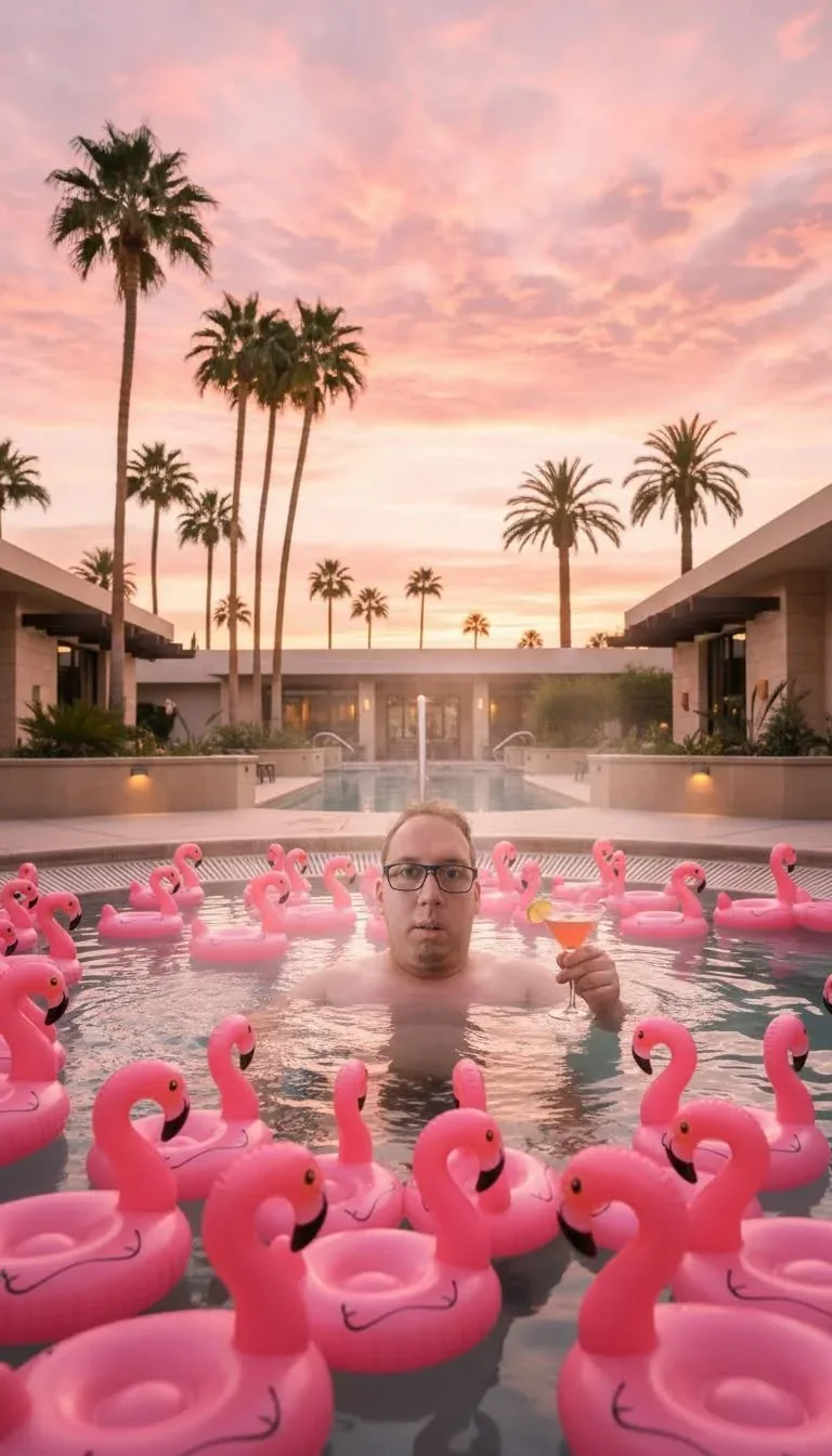 KI-Stil: Flamingo-Hottub