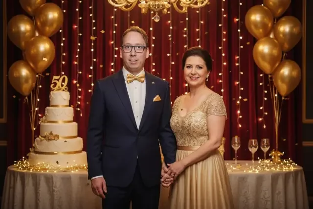 KI-Stil: Goldene Hochzeit