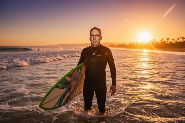 KI-Stil: Surfer Sunset